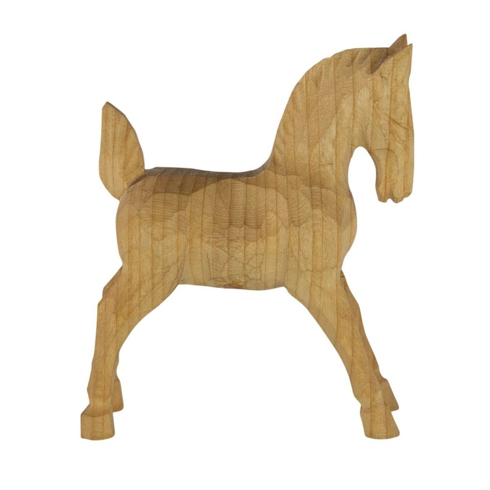 Hand-Carved Wooden Foal Baby Horse Figurine Decorative Art Piece